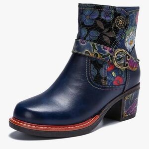 Bohemian Western Floral Ankle Boots
